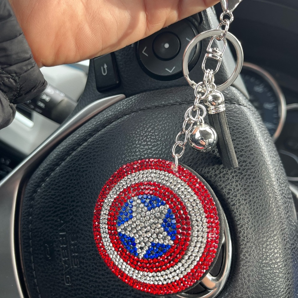 Red and Blue Shield Keychain